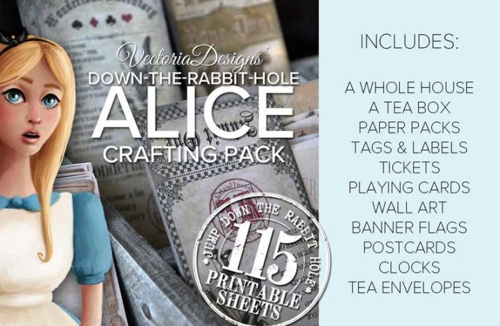 Vintage Alice in Wonderland Party Printables, Invitations & Supplies