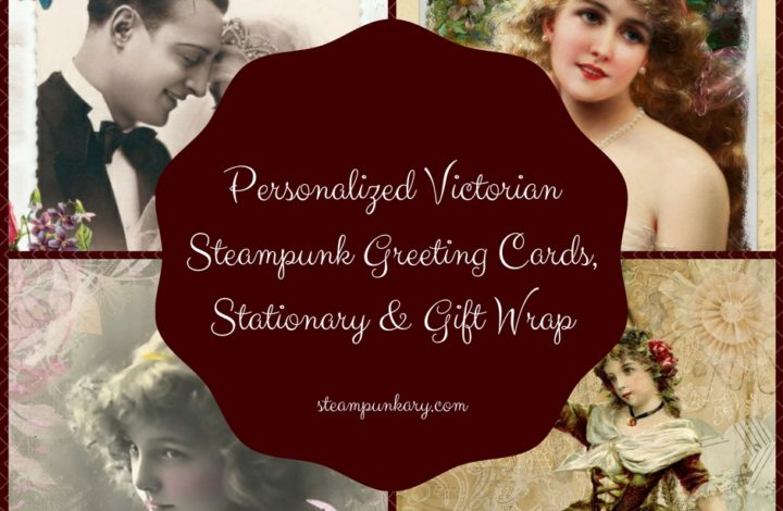 Personalized Victorian Steampunk Greeting Cards, Stationary & Gift Wrap