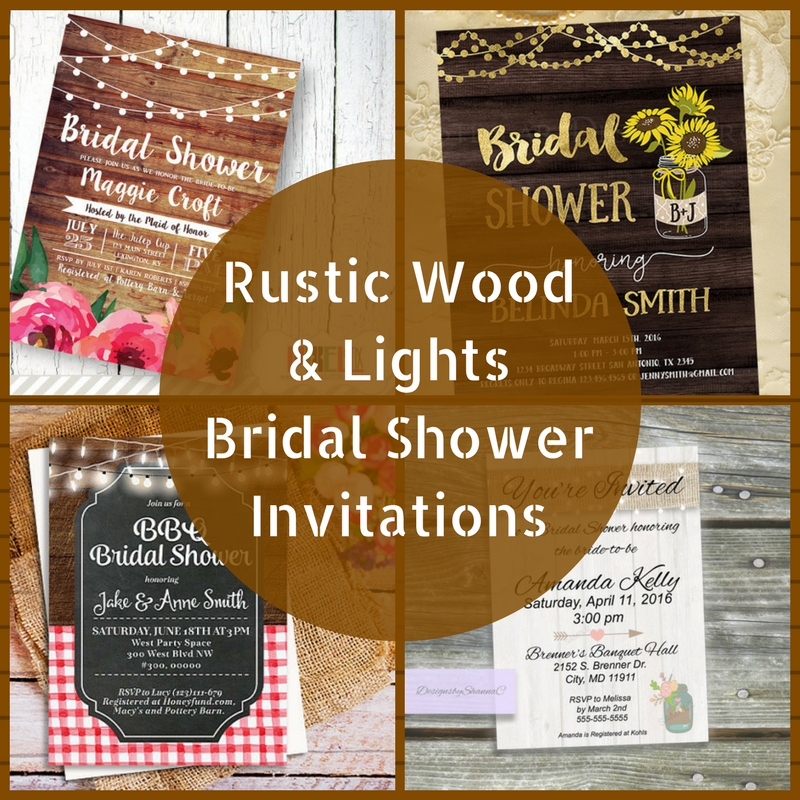 Rustic Wood and Lights Bridal Shower Invitations