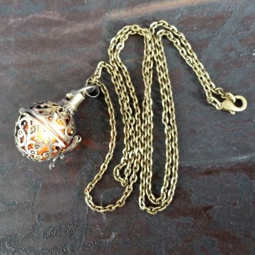 Steampunk fire necklace - pendant charm locket