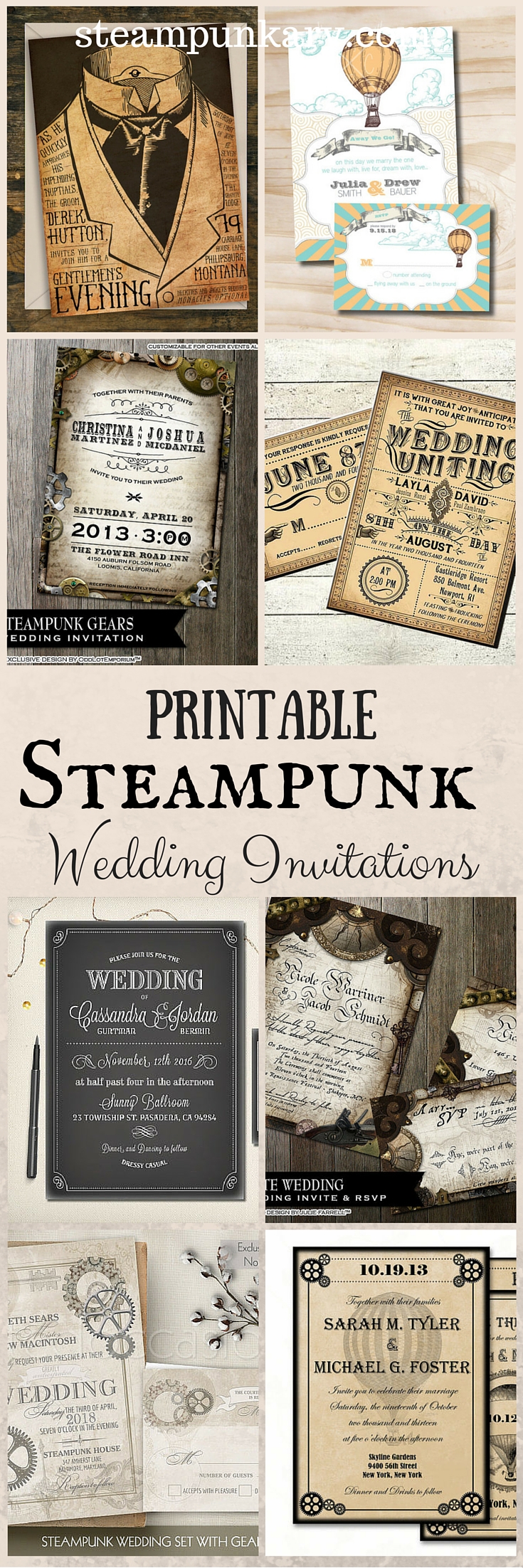 Printable Steampunk Wedding Invitations