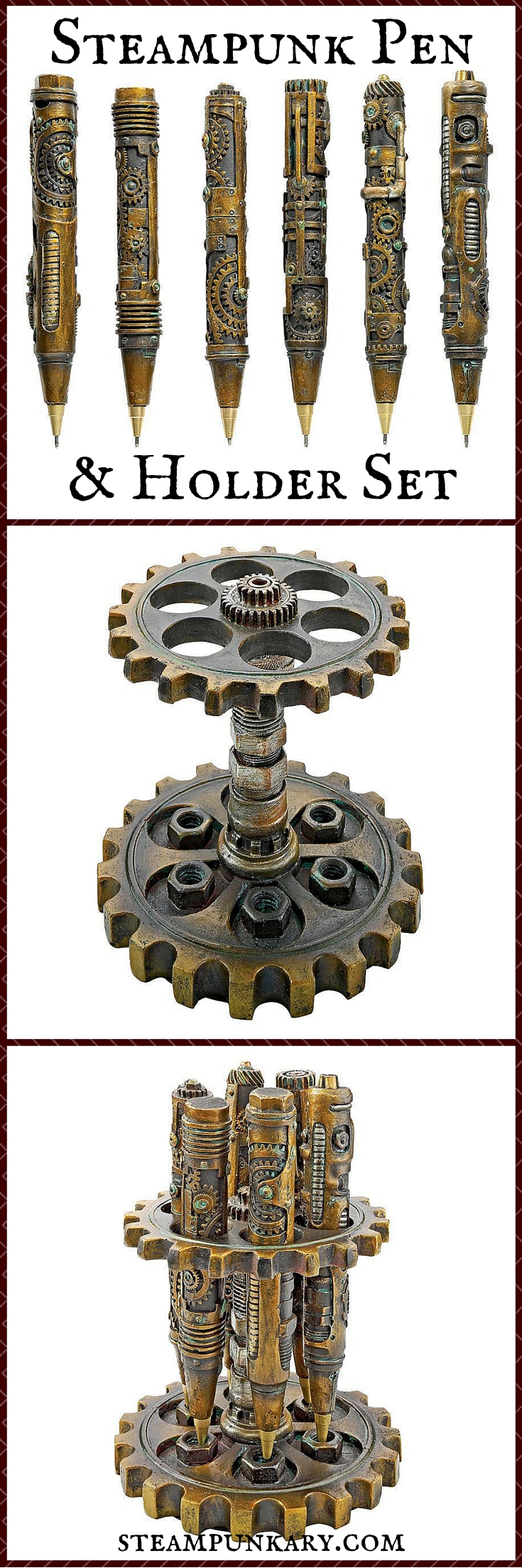 Steampunk Pen & Holder Set
