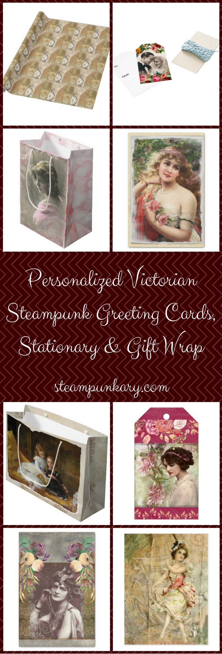 Personalized Victorian Steampunk Greeting Cards Stationary & Gift Wrap