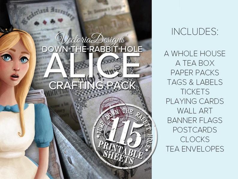 Vintage Alice in Wonderland Party Printables, Invitations & Supplies