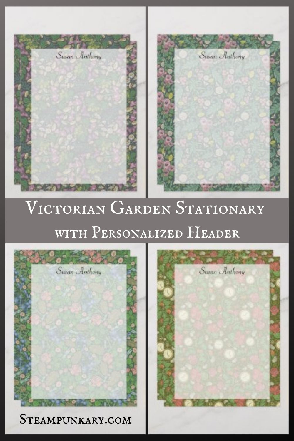 Victorian Garden Stationary with Personalized Header