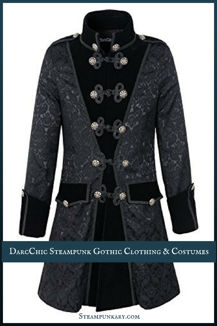  DarcChic Mens Gothic Tailcoat Jacket Black Steampunk VTG  Victorian Coat (S, Black/brassy button) : Clothing, Shoes & Jewelry