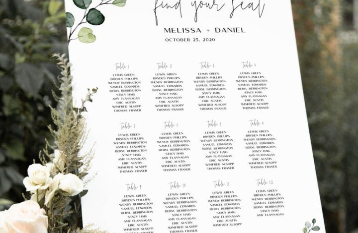 Personalized Wedding Guest Seating Chart