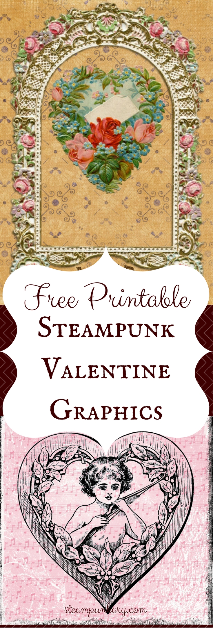 Free Printable Digital Download Steampunk Valentine Graphics