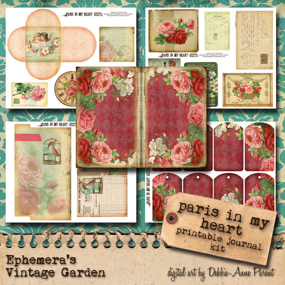 Travellers Pack Scrapbook Kit, Junk Journal Kit, Travel Journal Kit,  Steampunk Kit, Digital Journal Kit, Printable Journal Pages, DIY 000376