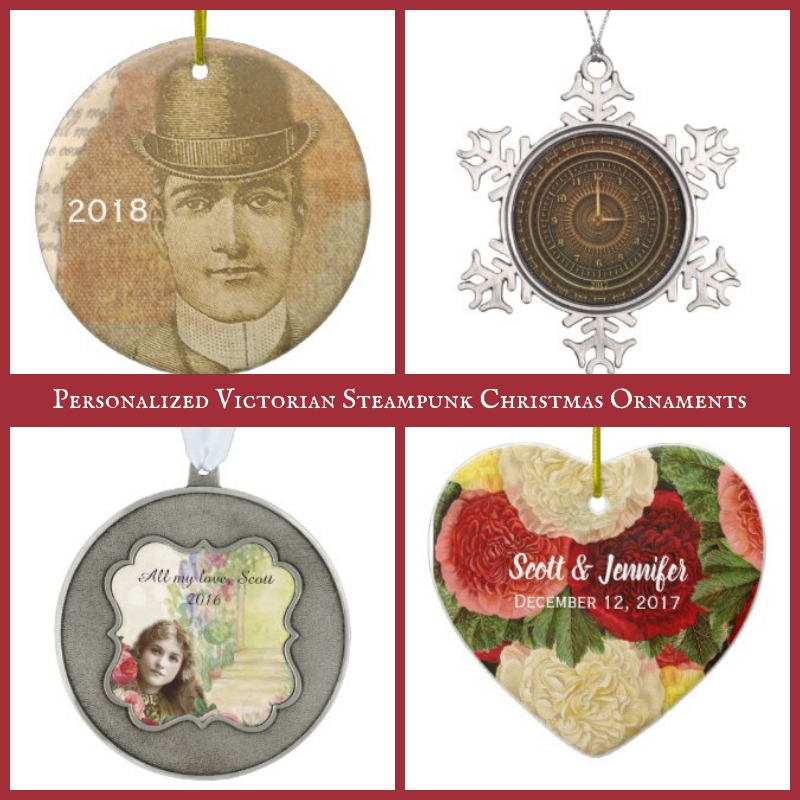 Personalized Victorian Steampunk Christmas Ornaments