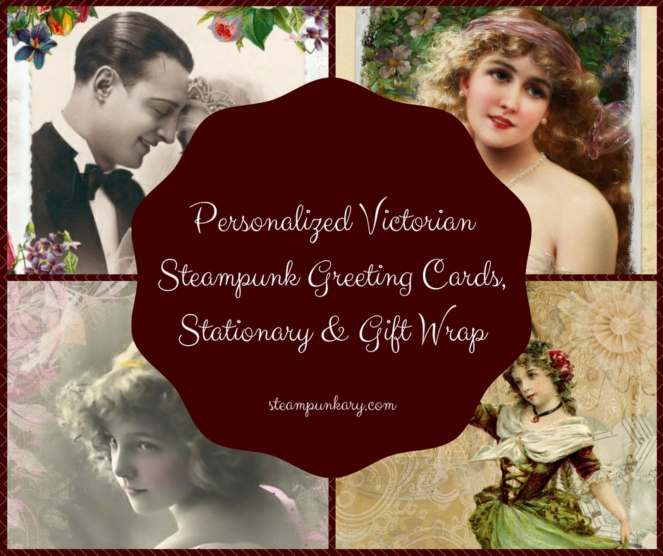 Personalized Victorian Steampunk Greeting Cards Stationary & Gift Wrap