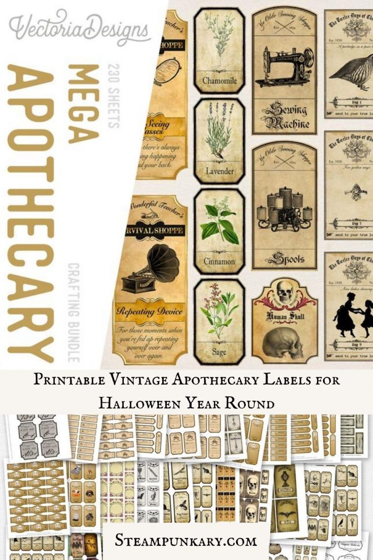 Printable Vintage Apothecary Labels for Halloween Year Round - Steampunkary