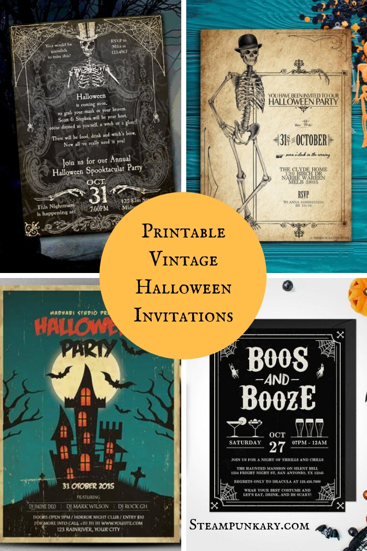 Printable Vintage Halloween Invitations