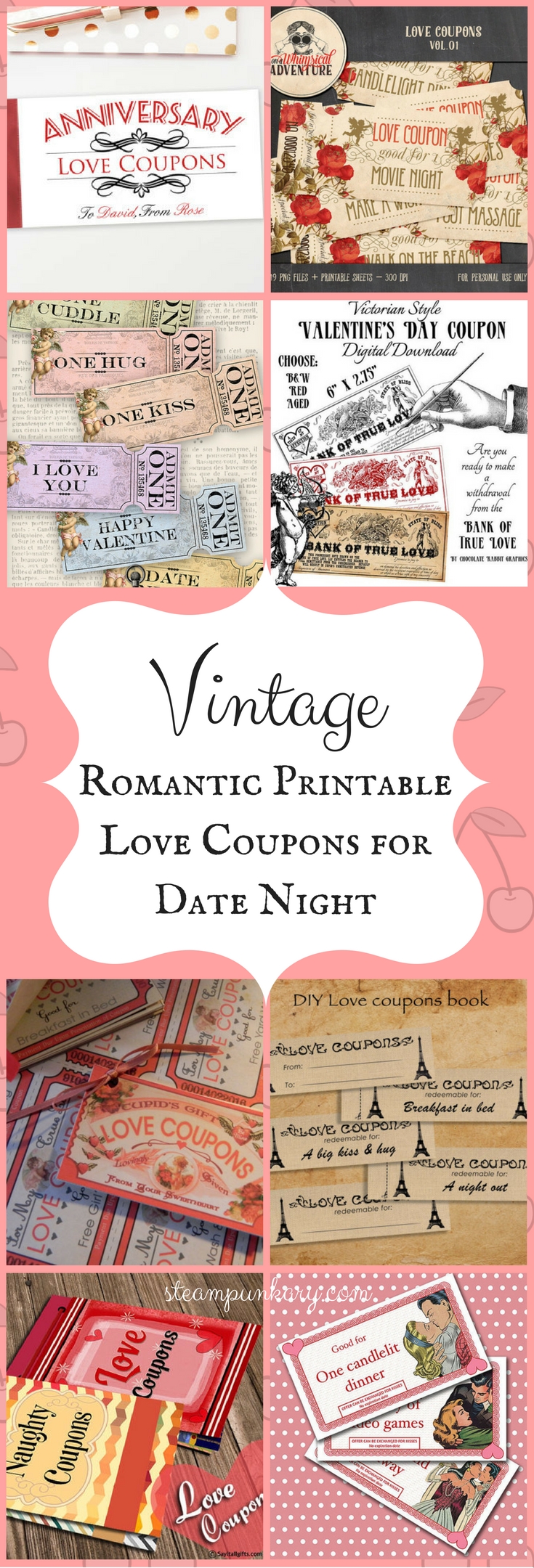 Vintage Romantic Printable Love Coupons for Date Night