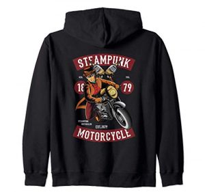 Steampunk Motorcycle Western Biker in Top Hat Goggles