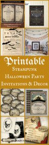 Printable Steampunk Halloween Party Invitations & Decor
