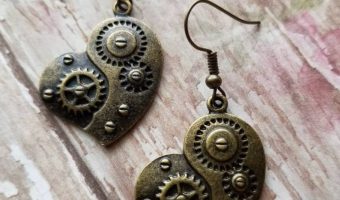 Steampunk Heart Earrings for Valentine's Day