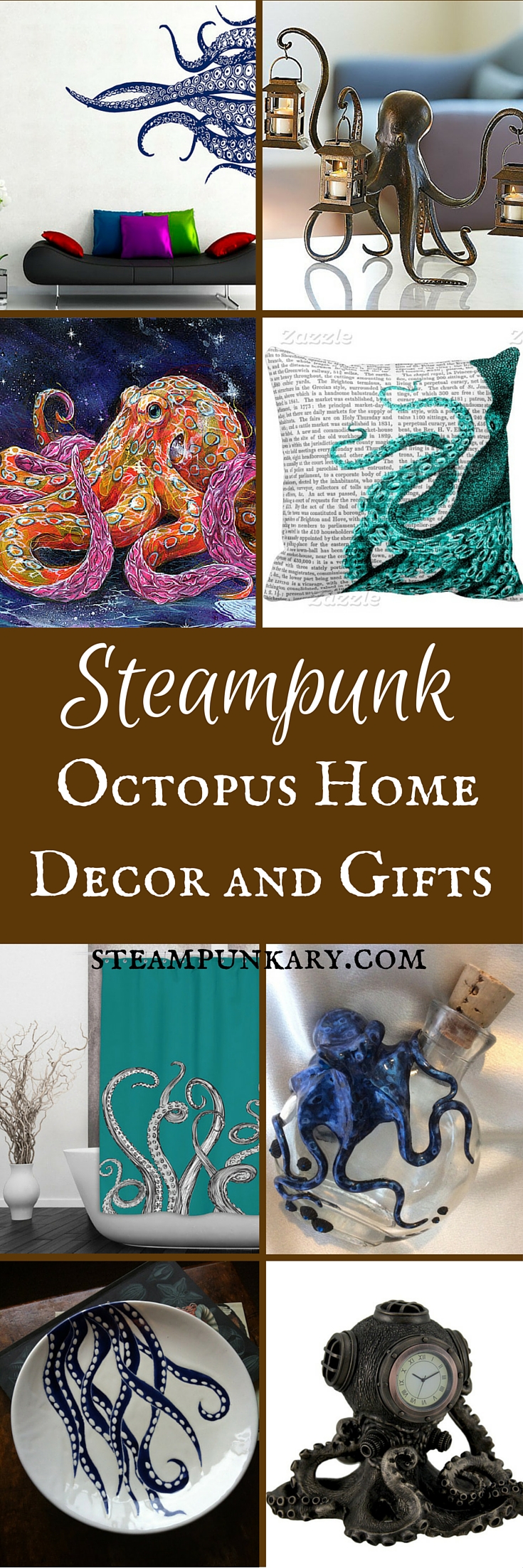 Steampunk Octopus Home Decor and Gifts