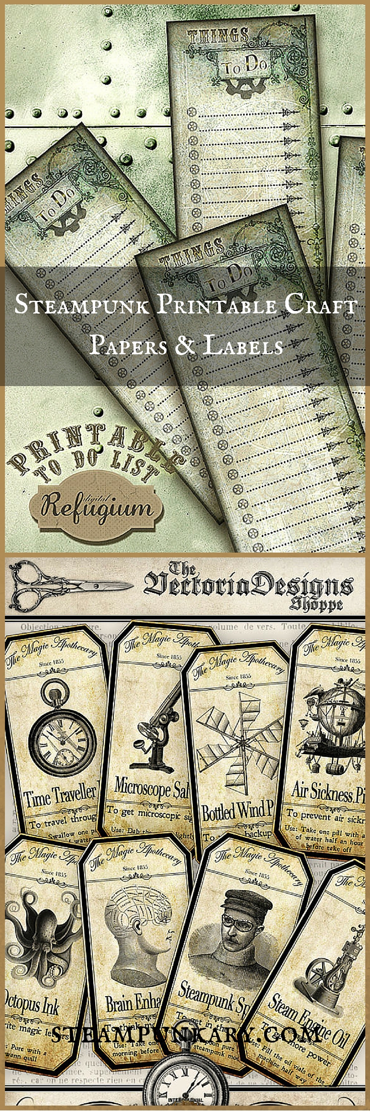 Steampunk Printable Craft Papers and Labels