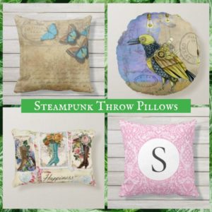 Steampunk Throw Pillows for Indoors or Outdoors