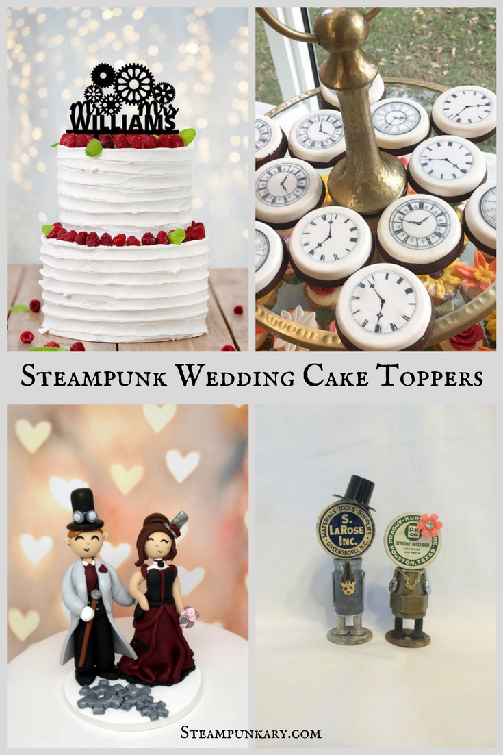 Steampunk Wedding Cake Toppers