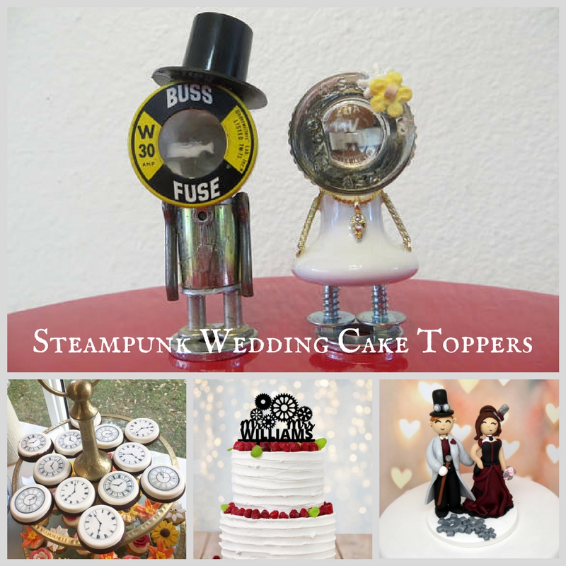Steampunk Wedding Cake Toppers