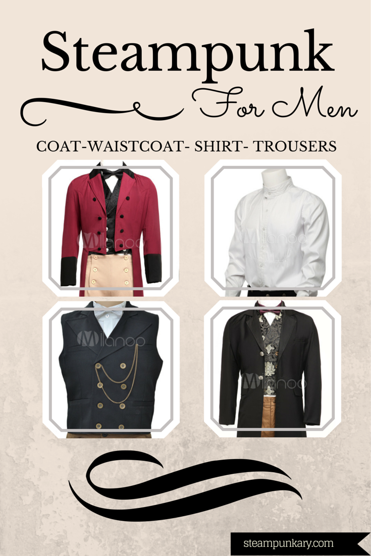 Steampunk Coat, Waistcoat, Shirt and Trousers for Men