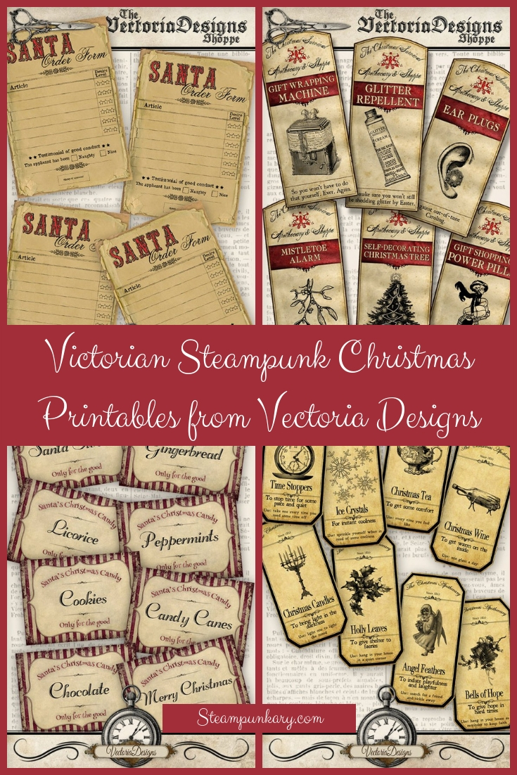 Victorian Steampunk Christmas Printables from Vectoria Designs