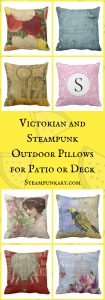 Victorian and Steampunk Outdoor Pillows for Patio or Deck