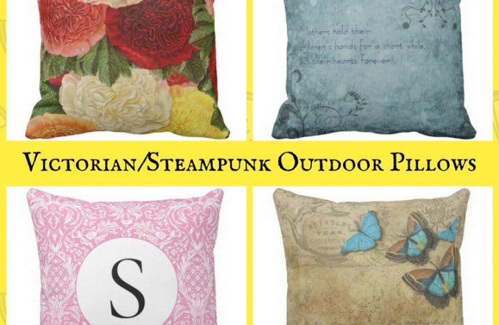 Victorian and Steampunk Outdoor Pillows for Patio or Deck
