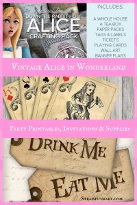Vintage Alice in Wonderland Party Printables Invitations and Supplies