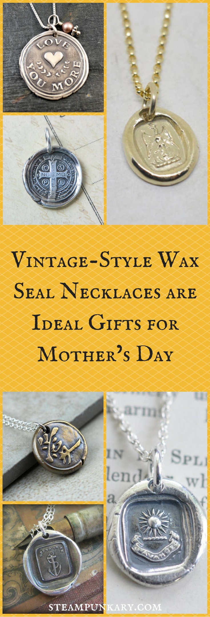 Vintage-Style Wax Seal Necklaces are Ideal Gifts for Mothers Day