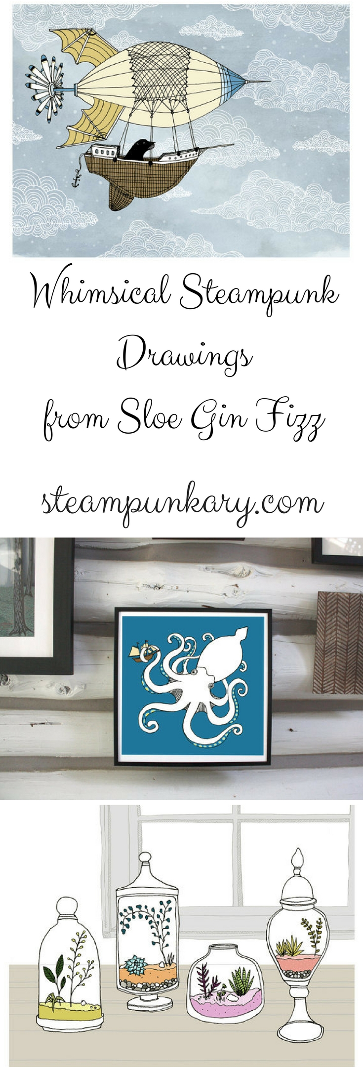 Whimsical Steampunk Drawings from Sloe Gin Fizz
